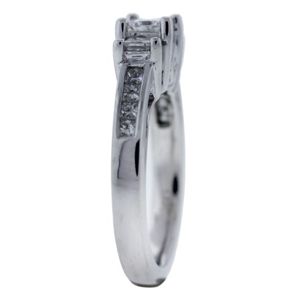 14kt White Gold Princess Cut Three Stone Diamond Engagement Ring side