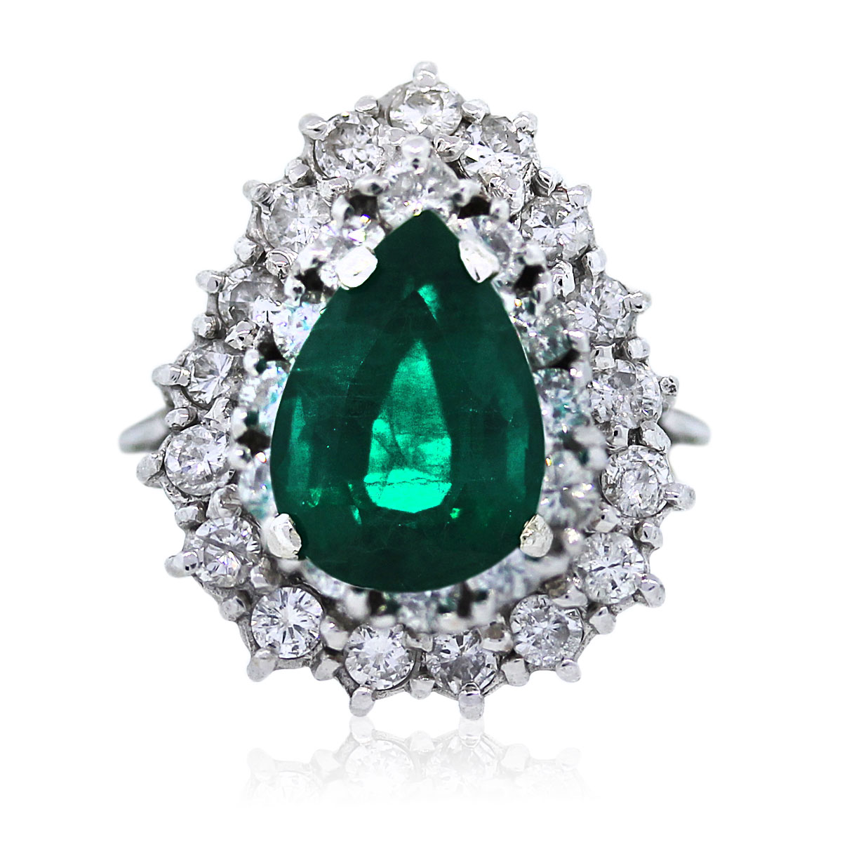 Emerald and Diamond Cluster Ring