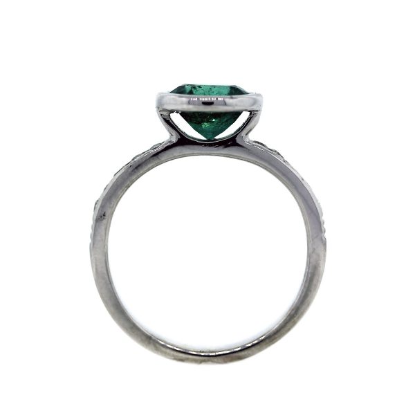 Pre Owned Diamond and Emerald Ring