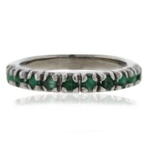 14K White Gold Emerald Band Ring