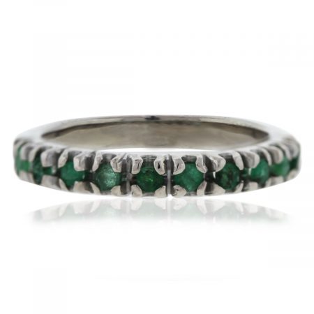 14K White Gold Emerald Band Ring