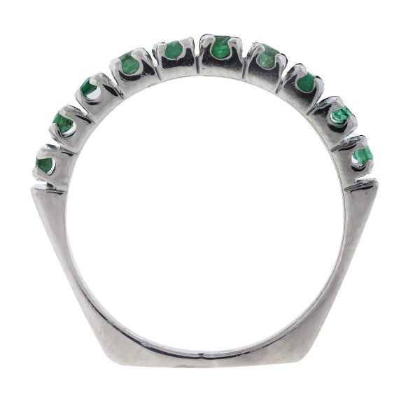 14K White Gold Emerald Band Ring full