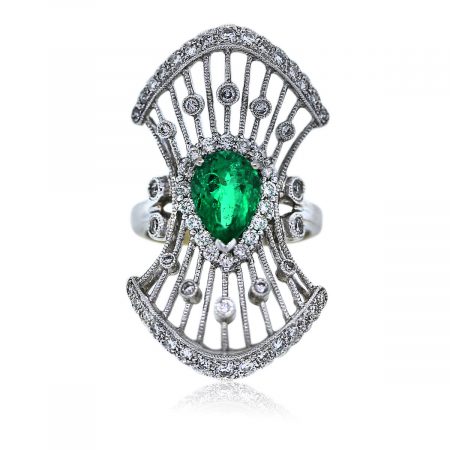1.5 Carat Pear Shaped Emerald Ring