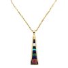 14kt Yellow Gold Mixed Semi Precious Gemstone Pendant & Rope Chain Full
