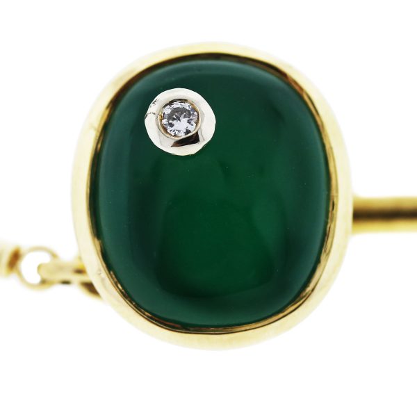 18k Gold Jade & Diamond Watch Fob Close Up