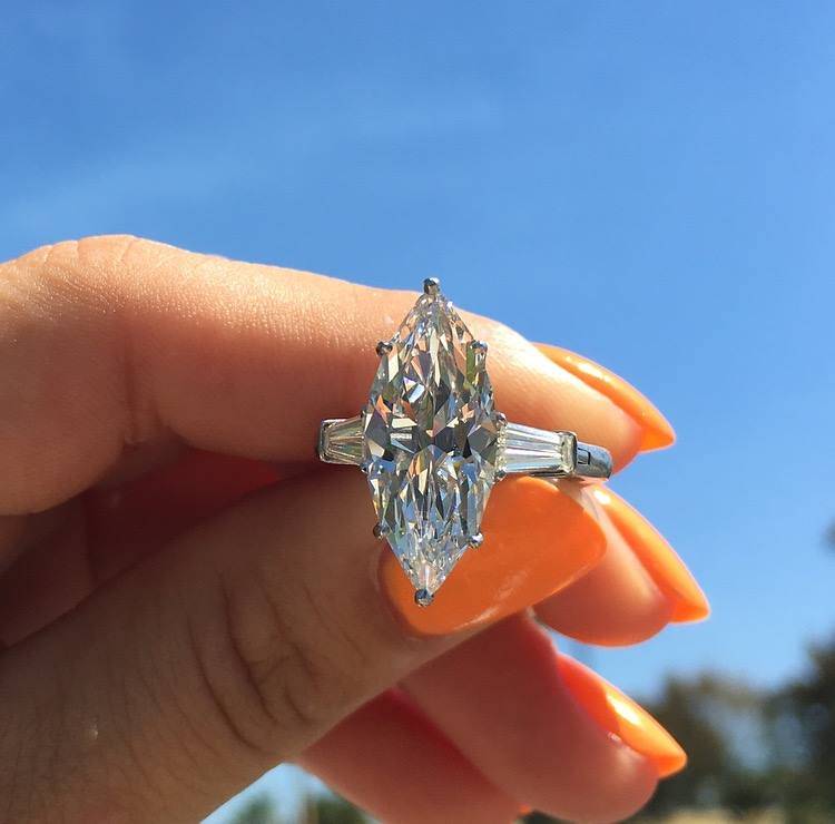 Enormous marquise diamond engagement ring <3 Because second-hand rings cost less, you may be able to invest in a higher quality metal or larger stone.
