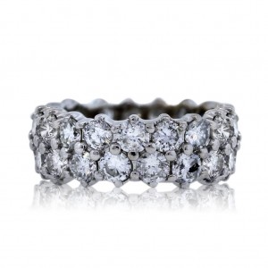 Platinum Double Row Diamond Eternity Band Ring