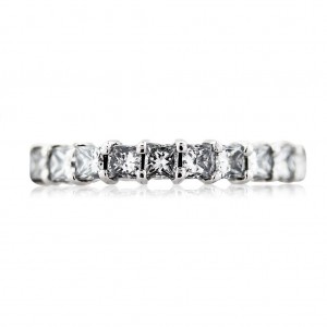 Platinum princess cut anniversary band