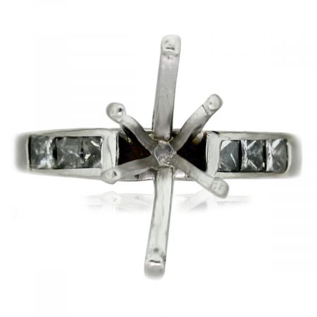 Platinum Invisible Set Princess Cut Diamond & Marquise Mounting