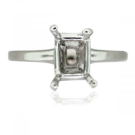 Platinum 4 Prong Emerald Cut Engagement Ring Mounting
