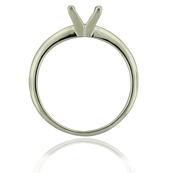 14k White Gold 4 Prong Engagement Ring Mounting