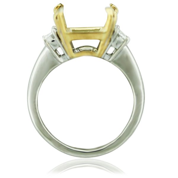 Platinum & 18k Yellow Gold Diamond Baguette Emerald Engagement Ring Mounting South Florida