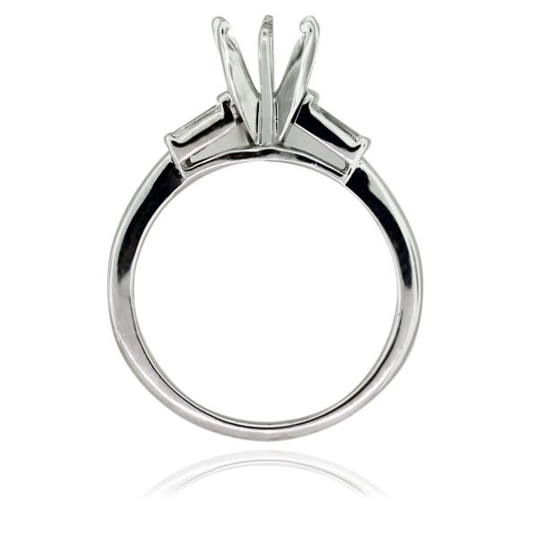 Platinum 6 Prong Diamond Baguette Engagement Ring Mounting South Florida