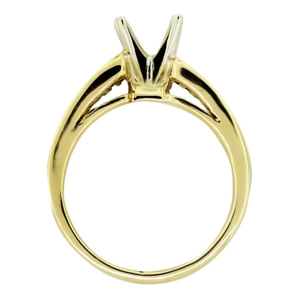 18k Yellow Gold Diamond Baguette 4 Prong Engagement Ring Mounting South Florida