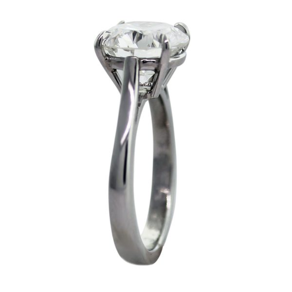 Platinum GIA Certified 3.65ct Round Diamond Engagement Ring Side