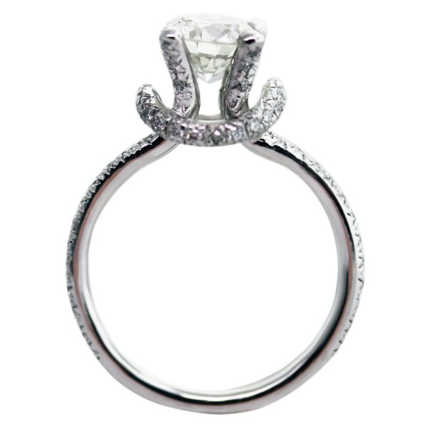 Platinum GIA Certified 1.04ct Round Pave Diamond Engagement Ring full