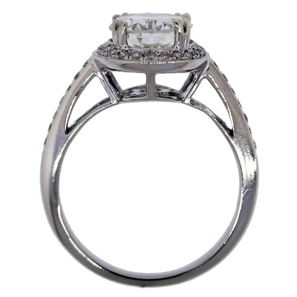 14k White Gold GIA Certified 1.83ct Diamond Halo Engagement Ring full