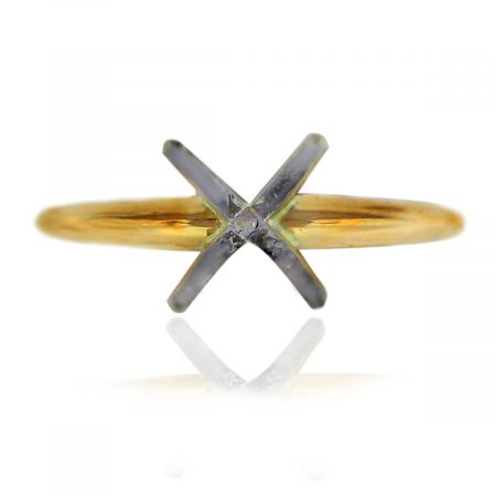 Two Tone 14k Gold 4 Prong Engagement Ring Mounting