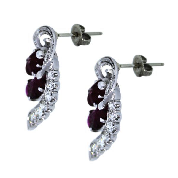 Vintage Style Diamond and Ruby Earrings