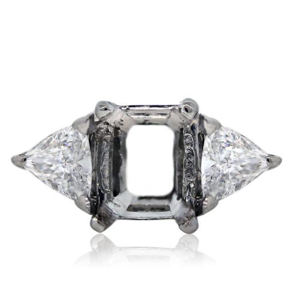 You are viewing this Platinum Mounting with Two Trillion Cut Accent Stones!