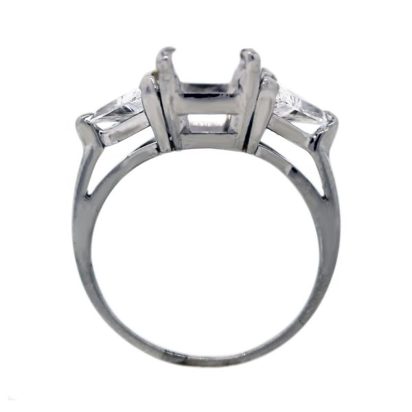 Platinum Mounting with Two Trillion Cut Accent Stones