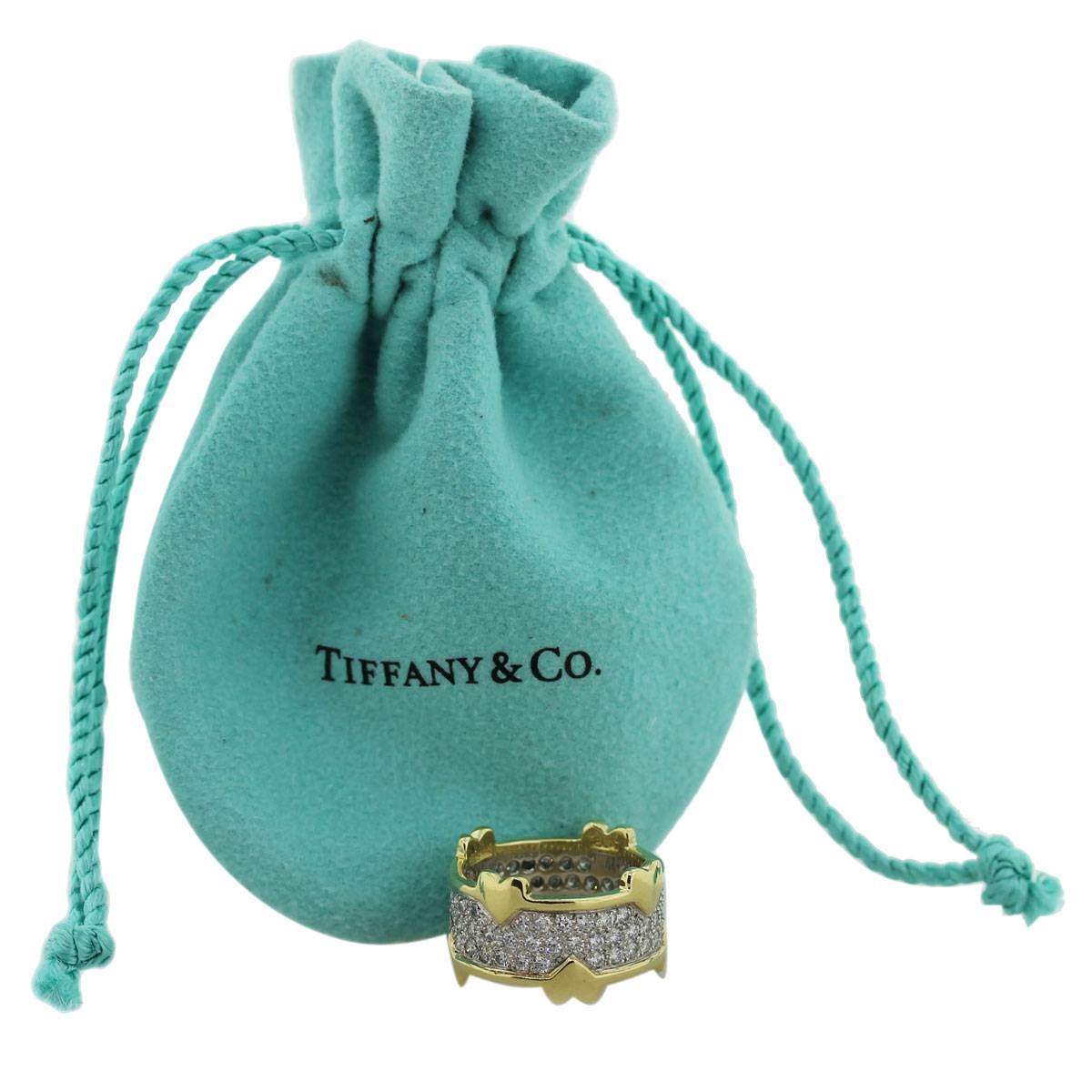 Tiffany & Co. Schlumberger 18k Gold:Plat Hearts & Diamond Ring