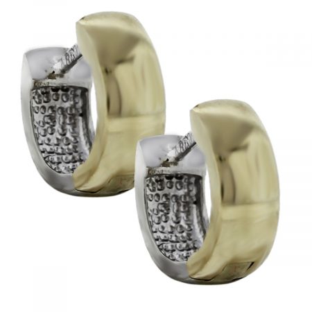 14kt Two Tone Small Gold Reversible Hoop Earrings