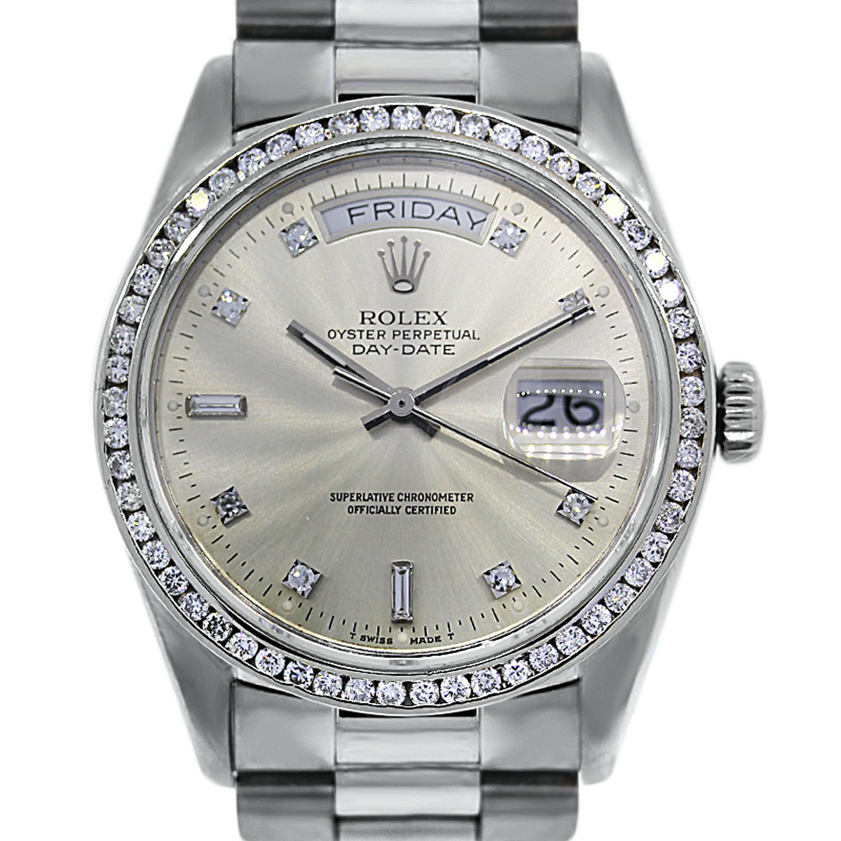 Rolex Single Quickset President 18k White Gold 18039 Watch-Boca Raton