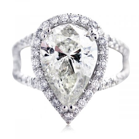 18k White Gold Micro Pave 4.58ct Pear Shaped Diamond Engagement Ring