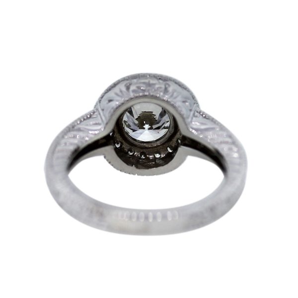 Vintage Style Halo Diamond Engagement Ring