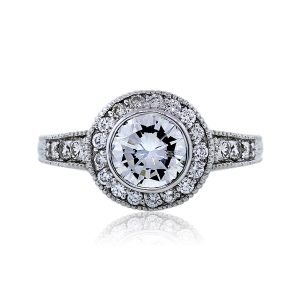White Gold EGL Certified 1.17 Carat Round Diamond Halo Engagement Ring