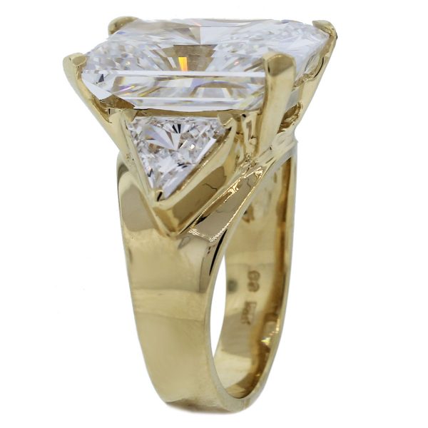 14kt Yellow Gold Radiant & Trillion Cut Cubic Zirconia Ring SIDE