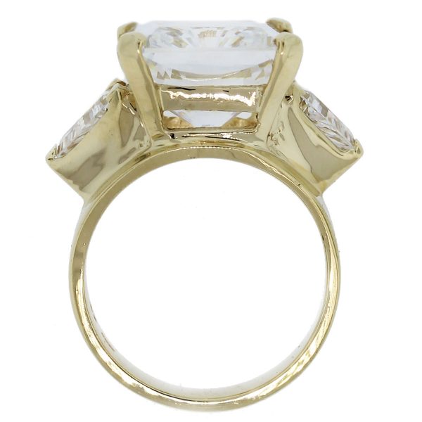 14kt Yellow Gold Radiant & Trillion Cut Cubic Zirconia Ring top