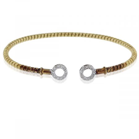 18kt Yellow Gold Thin Diamond Circles Bangle Bracelet
