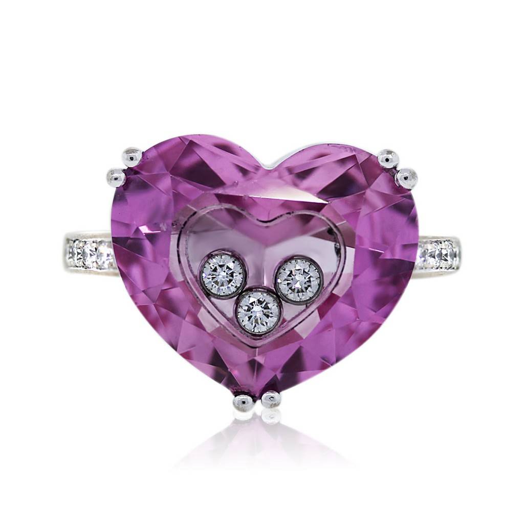 Chopard So Happy White Gold Heart Shaped Pink Floating Diamond Ring