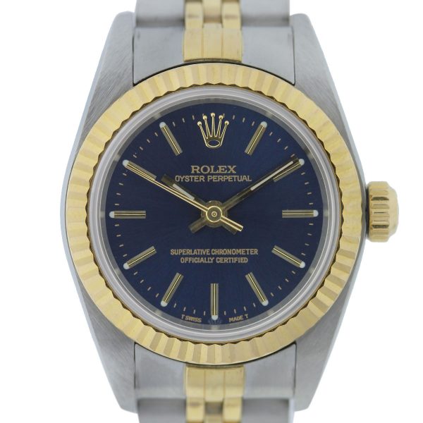 Rolex 76193 Non Date Oyster Perpetual Blue Dial Two Tone Ladies Watch