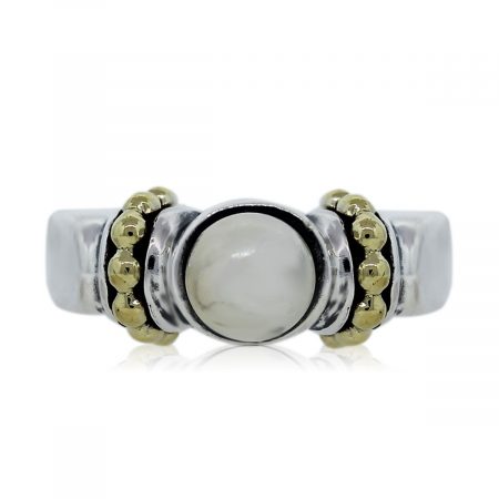 Lagos Caviar Gold and Sterling Silver Pearl Ring