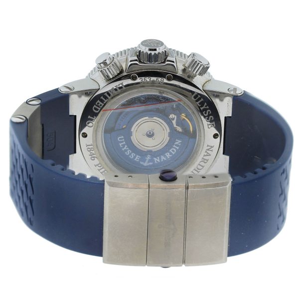 Limited Edition Ulysse Nardin Maxi Marine Blue Seal Chronograph Watch closed clasp
