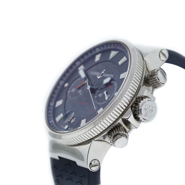 Limited Edition Ulysse Nardin Maxi Marine Blue Seal Chronograph Watch crown