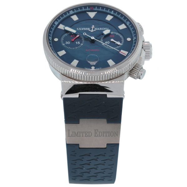 Limited Edition Ulysse Nardin Maxi Marine Blue Seal Chronograph Watch sign