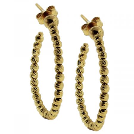 Officina Bernardi Gold Plated Sterling Silver 1" Hoop Earrings