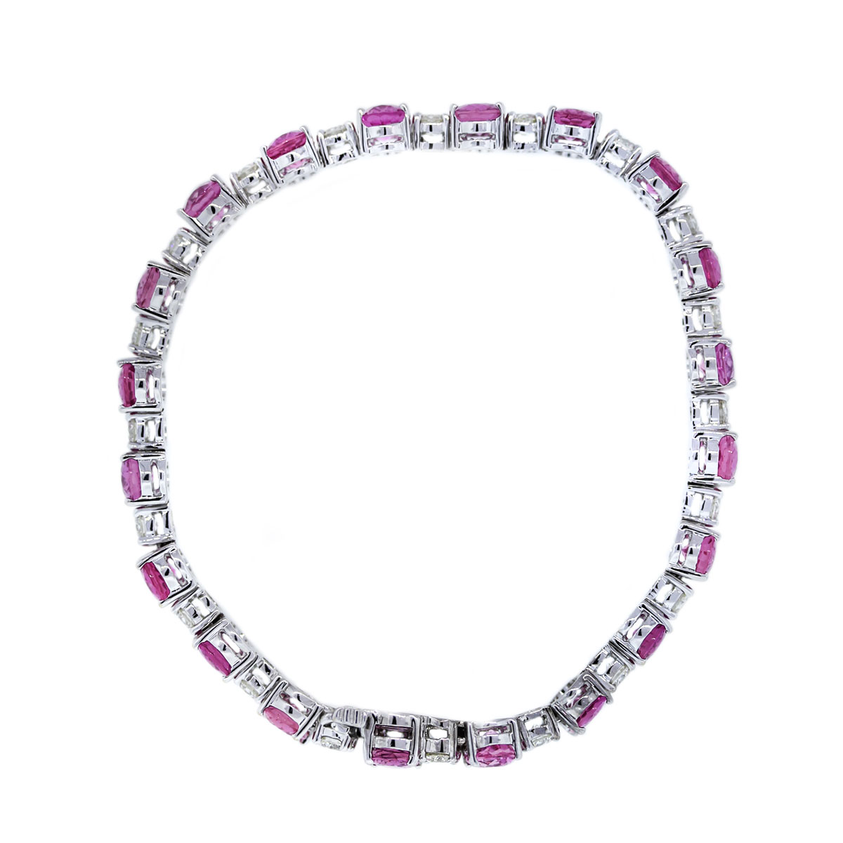 Melina Jewelry 18K White Gold Gp Cubic Zirconia Pink Sapphire Tennis Bracelet