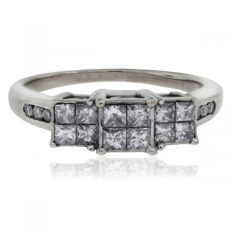 14kt White Gold Princess Cut Diamond/Heart Accent Engagement Ring