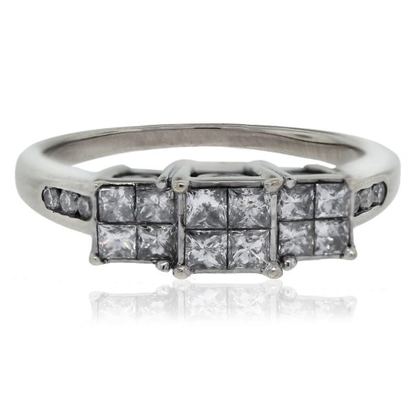 14kt White Gold Princess Cut Diamond/Heart Accent Engagement Ring