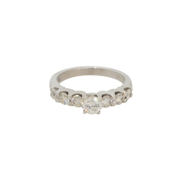 GIA Certified 14k White Gold 1.09ctw Round Brilliant Diamond Engagement Ring
