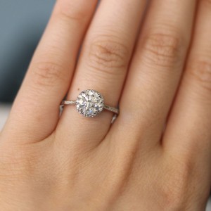 1.28 carat halo engagement ring