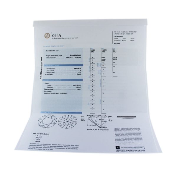 GIA Certified 3.48ct Round Diamond Ring