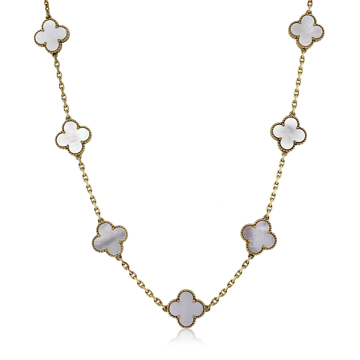 Van Cleef & Arpels 10 Motif Mother of Pearl Alhambra Necklace