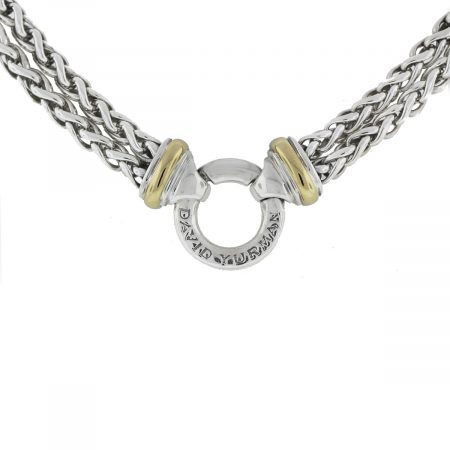 David Yurman Sterling Silver Double Row Charm Chain Necklace