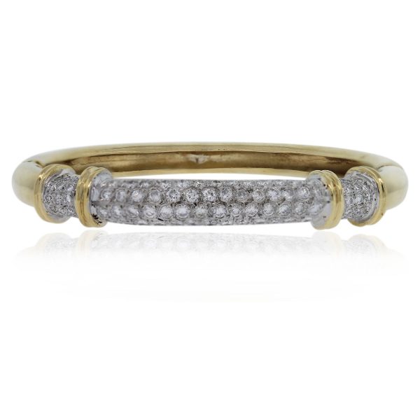 14kt Gold Round Cut Diamond Bangle Bracelet